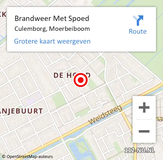 Locatie op kaart van de 112 melding: Brandweer Met Spoed Naar Culemborg, Moerbeiboom op 6 juli 2024 14:22