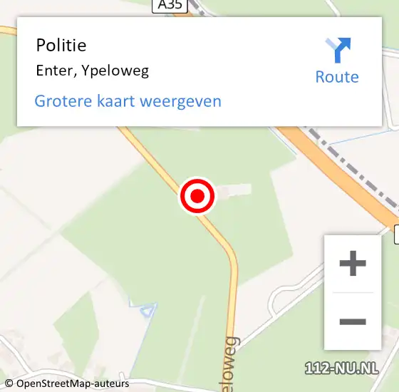 Locatie op kaart van de 112 melding: Politie Enter, Ypeloweg op 6 juli 2024 14:26