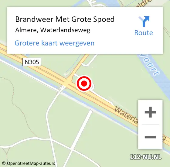 Locatie op kaart van de 112 melding: Brandweer Met Grote Spoed Naar Almere, Waterlandseweg op 6 juli 2024 14:36