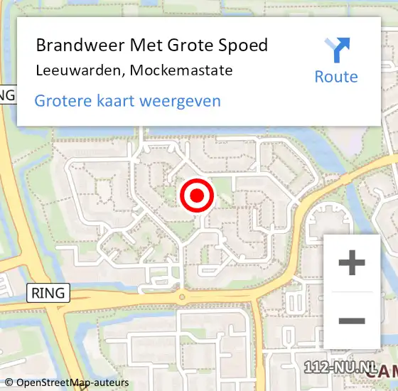 Locatie op kaart van de 112 melding: Brandweer Met Grote Spoed Naar Leeuwarden, Mockemastate op 6 juli 2024 14:38