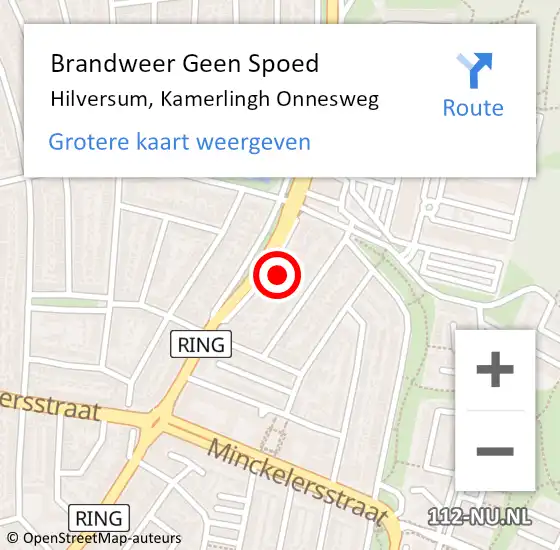 Locatie op kaart van de 112 melding: Brandweer Geen Spoed Naar Hilversum, Kamerlingh Onnesweg op 6 juli 2024 14:42