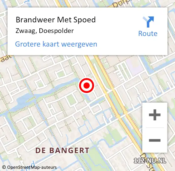 Locatie op kaart van de 112 melding: Brandweer Met Spoed Naar Zwaag, Doespolder op 6 juli 2024 14:42