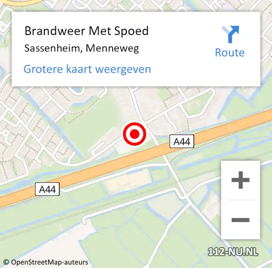 Locatie op kaart van de 112 melding: Brandweer Met Spoed Naar Sassenheim, Menneweg op 6 juli 2024 14:48