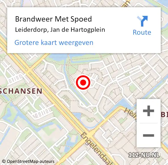 Locatie op kaart van de 112 melding: Brandweer Met Spoed Naar Leiderdorp, Jan de Hartogplein op 6 juli 2024 14:48