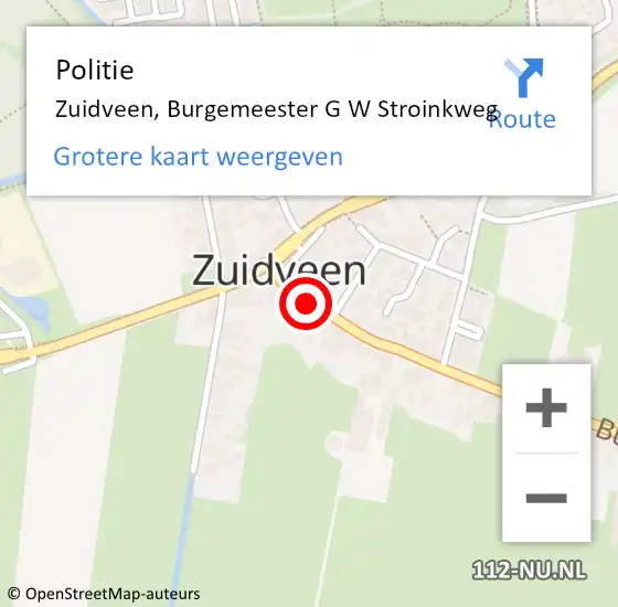 Locatie op kaart van de 112 melding: Politie Zuidveen, Burgemeester G W Stroinkweg op 6 juli 2024 14:56