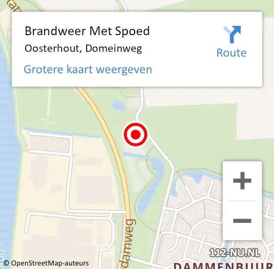 Locatie op kaart van de 112 melding: Brandweer Met Spoed Naar Oosterhout, Domeinweg op 6 juli 2024 14:59