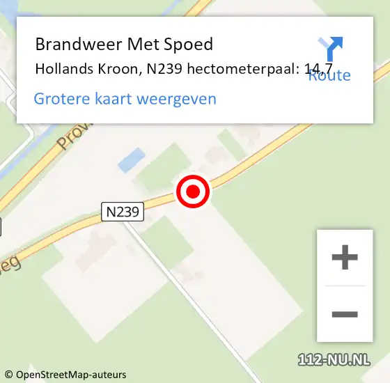 Locatie op kaart van de 112 melding: Brandweer Met Spoed Naar Hollands Kroon, N239 hectometerpaal: 14,7 op 6 juli 2024 14:59