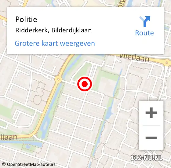 Locatie op kaart van de 112 melding: Politie Ridderkerk, Bilderdijklaan op 6 juli 2024 15:04