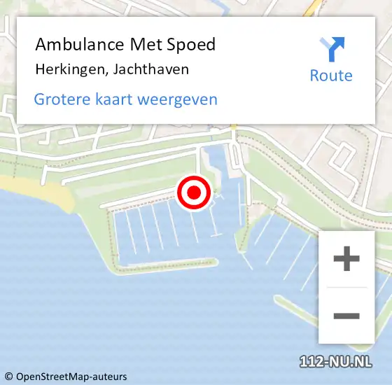 Locatie op kaart van de 112 melding: Ambulance Met Spoed Naar Herkingen, Jachthaven op 6 juli 2024 15:07