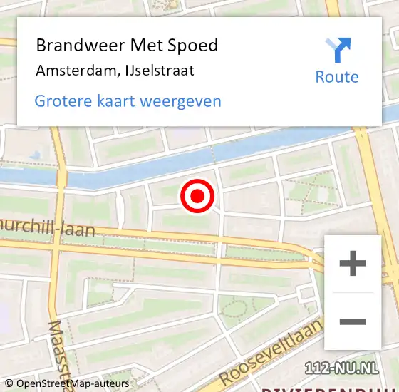 Locatie op kaart van de 112 melding: Brandweer Met Spoed Naar Amsterdam, IJselstraat op 6 juli 2024 15:08