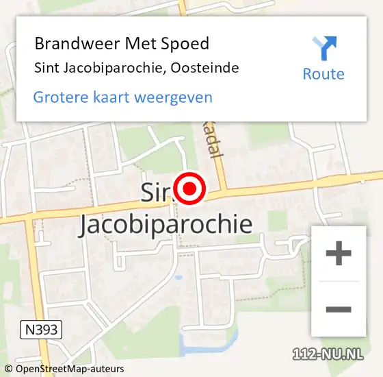 Locatie op kaart van de 112 melding: Brandweer Met Spoed Naar Sint Jacobiparochie, Oosteinde op 6 juli 2024 15:11