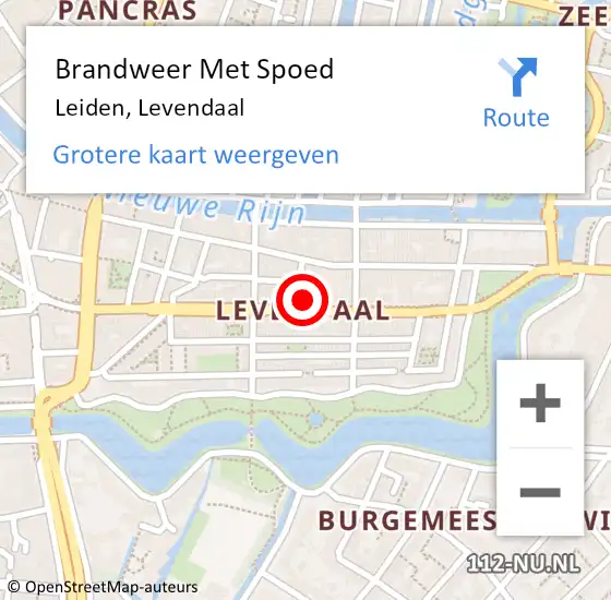 Locatie op kaart van de 112 melding: Brandweer Met Spoed Naar Leiden, Levendaal op 6 juli 2024 15:14