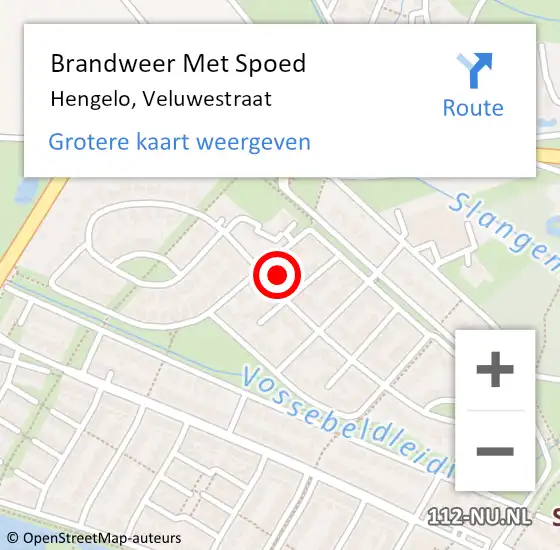 Locatie op kaart van de 112 melding: Brandweer Met Spoed Naar Hengelo, Veluwestraat op 6 juli 2024 15:16