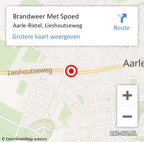 Locatie op kaart van de 112 melding: Brandweer Met Spoed Naar Aarle-Rixtel, Lieshoutseweg op 6 juli 2024 15:16