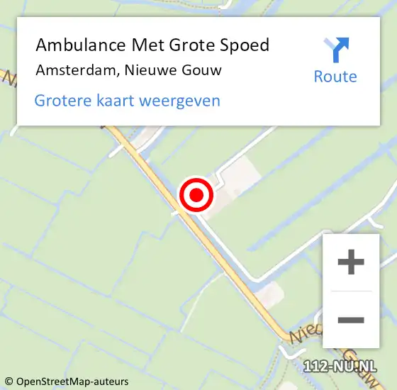 Locatie op kaart van de 112 melding: Ambulance Met Grote Spoed Naar Amsterdam, Nieuwe Gouw op 6 juli 2024 15:21