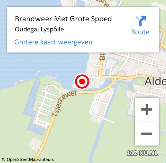 Locatie op kaart van de 112 melding: Brandweer Met Grote Spoed Naar Oudega, Lyspôlle op 6 juli 2024 15:24