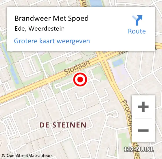 Locatie op kaart van de 112 melding: Brandweer Met Spoed Naar Ede, Weerdestein op 6 juli 2024 15:25