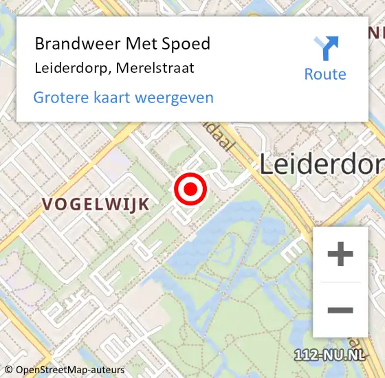 Locatie op kaart van de 112 melding: Brandweer Met Spoed Naar Leiderdorp, Merelstraat op 6 juli 2024 15:29