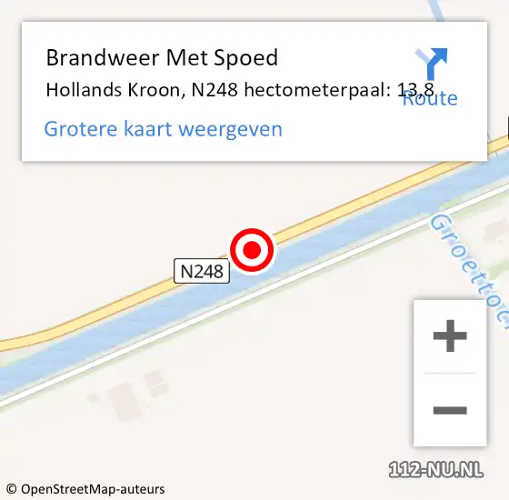 Locatie op kaart van de 112 melding: Brandweer Met Spoed Naar Hollands Kroon, N248 hectometerpaal: 13,8 op 6 juli 2024 15:29