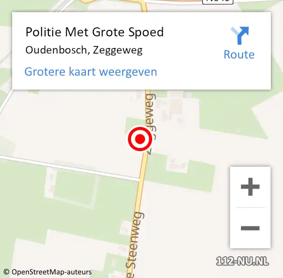 Locatie op kaart van de 112 melding: Politie Met Grote Spoed Naar Oudenbosch, Zeggeweg op 6 juli 2024 15:31