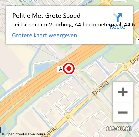 Locatie op kaart van de 112 melding: Politie Met Grote Spoed Naar Leidschendam-Voorburg, A4 hectometerpaal: 44,6 op 6 juli 2024 15:34