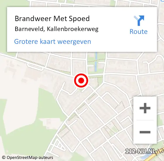 Locatie op kaart van de 112 melding: Brandweer Met Spoed Naar Barneveld, Kallenbroekerweg op 6 juli 2024 15:34