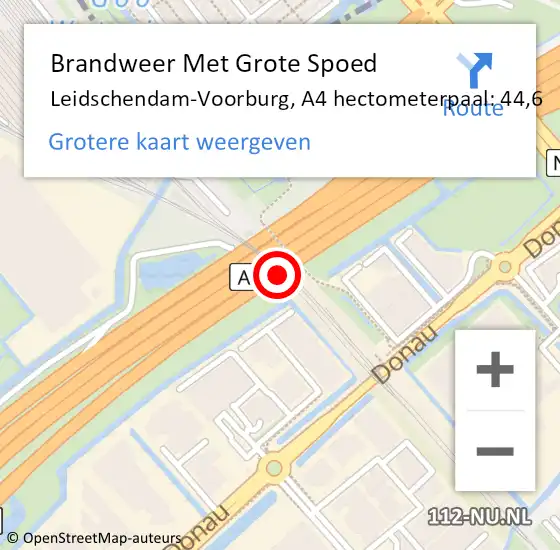 Locatie op kaart van de 112 melding: Brandweer Met Grote Spoed Naar Leidschendam-Voorburg, A4 hectometerpaal: 44,6 op 6 juli 2024 15:36