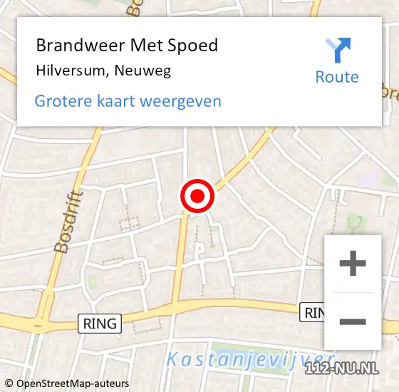 Locatie op kaart van de 112 melding: Brandweer Met Spoed Naar Hilversum, Neuweg op 6 juli 2024 15:37