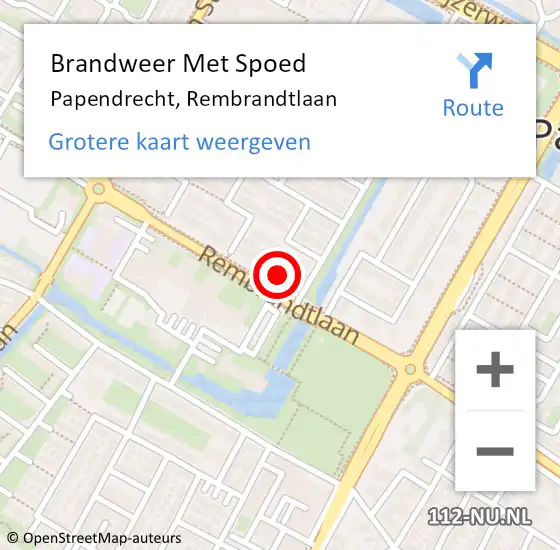 Locatie op kaart van de 112 melding: Brandweer Met Spoed Naar Papendrecht, Rembrandtlaan op 6 juli 2024 15:38