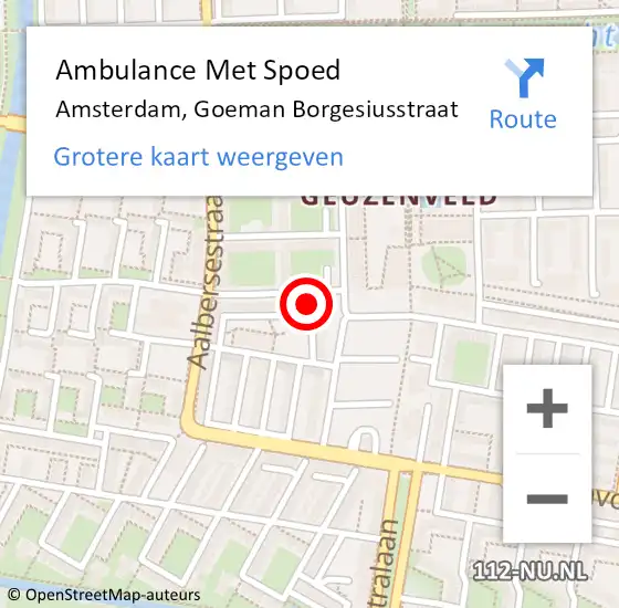 Locatie op kaart van de 112 melding: Ambulance Met Spoed Naar Amsterdam, Goeman Borgesiusstraat op 6 juli 2024 15:39