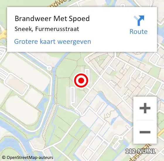 Locatie op kaart van de 112 melding: Brandweer Met Spoed Naar Sneek, Furmerusstraat op 6 juli 2024 15:41