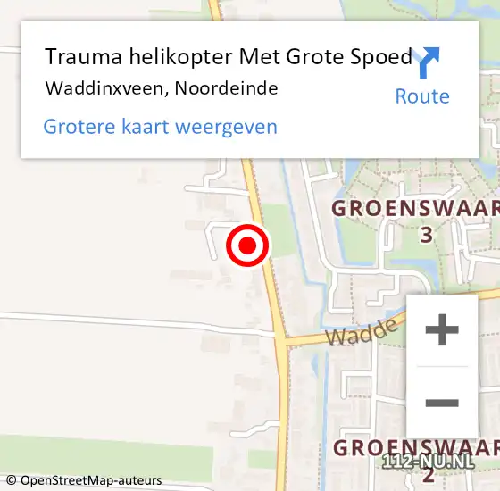 Locatie op kaart van de 112 melding: Trauma helikopter Met Grote Spoed Naar Waddinxveen, Noordeinde op 6 juli 2024 15:46