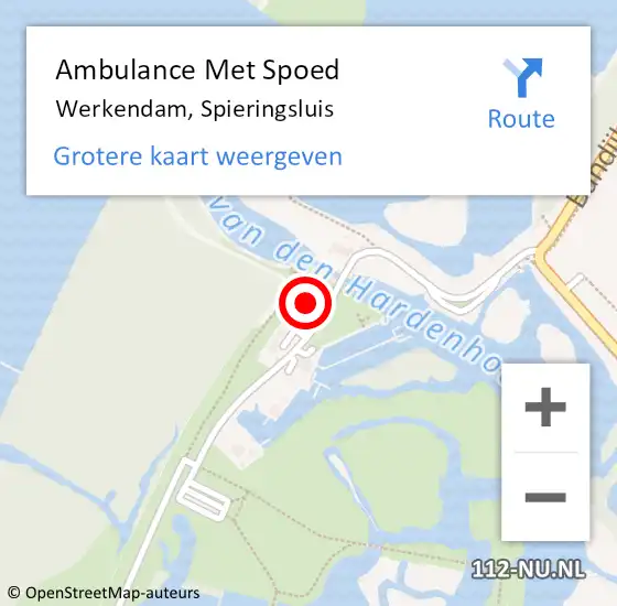 Locatie op kaart van de 112 melding: Ambulance Met Spoed Naar Werkendam, Spieringsluis op 6 juli 2024 15:47