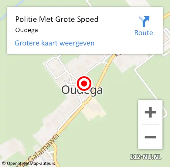 Locatie op kaart van de 112 melding: Politie Met Grote Spoed Naar Oudega op 6 juli 2024 15:47