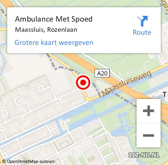 Locatie op kaart van de 112 melding: Ambulance Met Spoed Naar Maassluis, Rozenlaan op 6 juli 2024 15:52