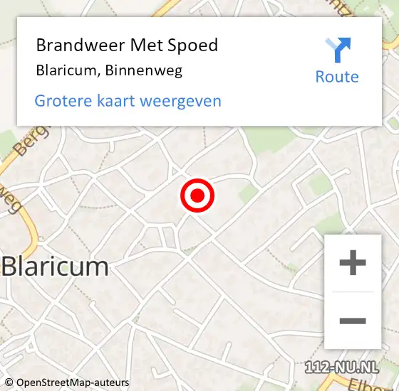 Locatie op kaart van de 112 melding: Brandweer Met Spoed Naar Blaricum, Binnenweg op 6 juli 2024 15:55