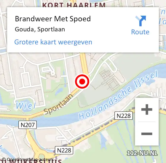 Locatie op kaart van de 112 melding: Brandweer Met Spoed Naar Gouda, Sportlaan op 6 juli 2024 16:00