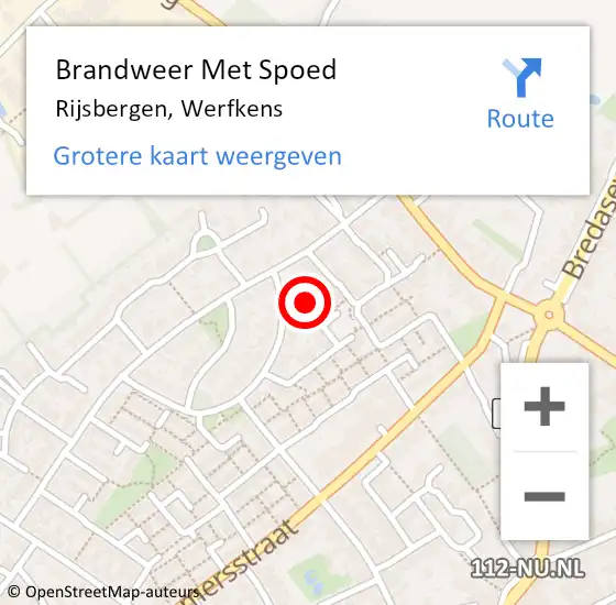 Locatie op kaart van de 112 melding: Brandweer Met Spoed Naar Rijsbergen, Werfkens op 6 juli 2024 16:01