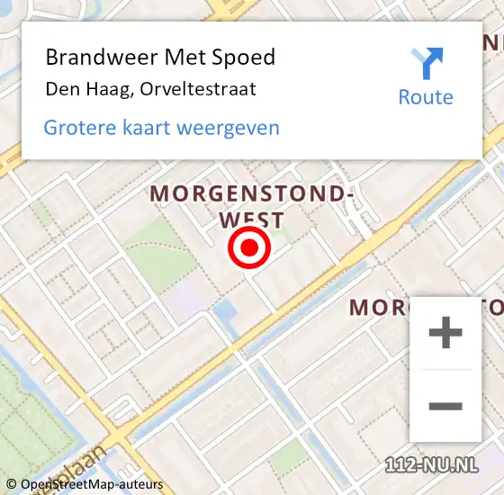 Locatie op kaart van de 112 melding: Brandweer Met Spoed Naar Den Haag, Orveltestraat op 6 juli 2024 16:02