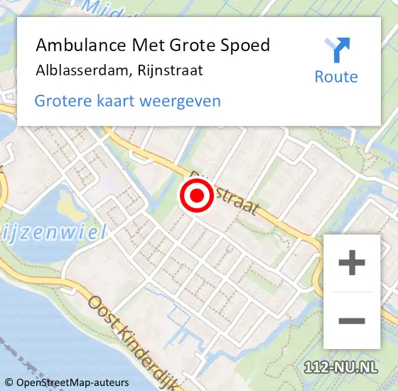 Locatie op kaart van de 112 melding: Ambulance Met Grote Spoed Naar Alblasserdam, Rijnstraat op 6 juli 2024 16:04