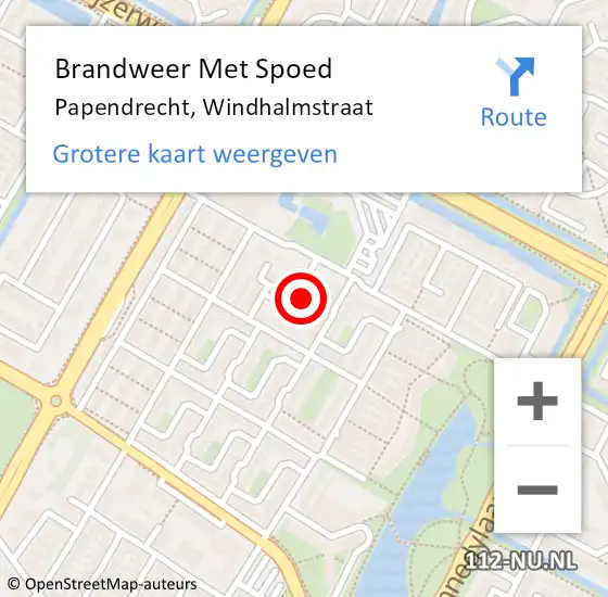 Locatie op kaart van de 112 melding: Brandweer Met Spoed Naar Papendrecht, Windhalmstraat op 6 juli 2024 16:06