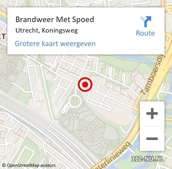 Locatie op kaart van de 112 melding: Brandweer Met Spoed Naar Utrecht, Koningsweg op 6 juli 2024 16:09