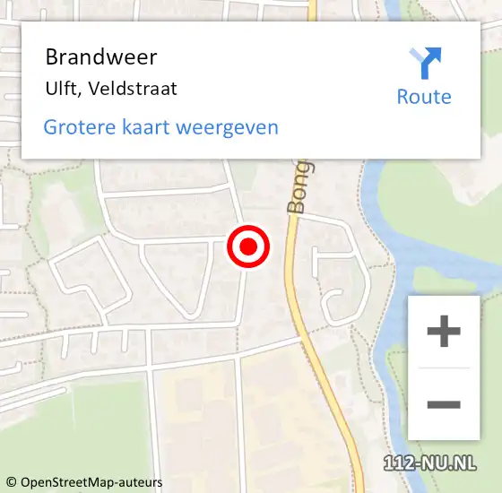 Locatie op kaart van de 112 melding: Brandweer Ulft, Veldstraat op 6 juli 2024 16:11