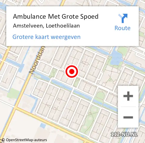 Locatie op kaart van de 112 melding: Ambulance Met Grote Spoed Naar Amstelveen, Loethoelilaan op 6 juli 2024 16:12