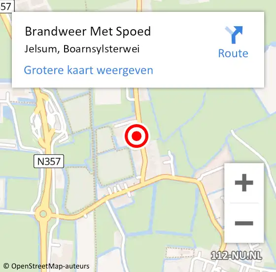 Locatie op kaart van de 112 melding: Brandweer Met Spoed Naar Jelsum, Boarnsylsterwei op 6 juli 2024 16:20