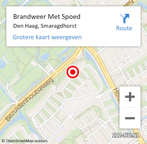 Locatie op kaart van de 112 melding: Brandweer Met Spoed Naar Den Haag, Smaragdhorst op 6 juli 2024 16:23