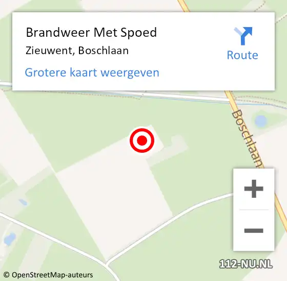 Locatie op kaart van de 112 melding: Brandweer Met Spoed Naar Zieuwent, Boschlaan op 6 juli 2024 16:26