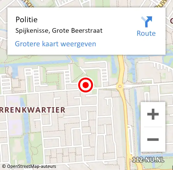 Locatie op kaart van de 112 melding: Politie Spijkenisse, Grote Beerstraat op 6 juli 2024 16:27