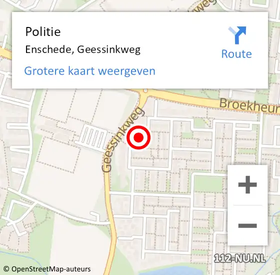 Locatie op kaart van de 112 melding: Politie Enschede, Geessinkweg op 6 juli 2024 16:28