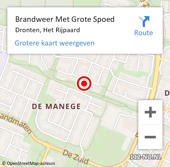 Locatie op kaart van de 112 melding: Brandweer Met Grote Spoed Naar Dronten, Het Rijpaard op 6 juli 2024 16:29